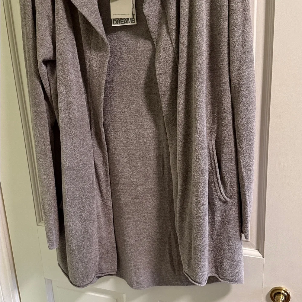 NEW Barefoot Dreams light Gray Hooded Open Cardigan, Sz S - Picture 4 of 5